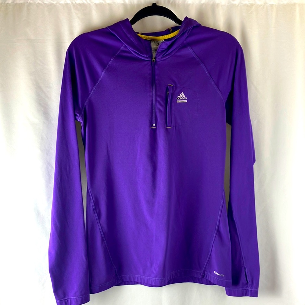 Adidas purple techfit half zip hoodie size medium